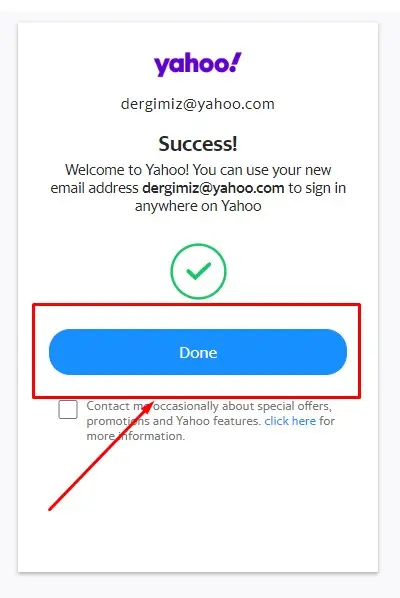 Yahoo hesap açma işlemi tamamlandı