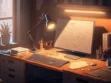 Link kısaltarak para kazanma, masa lambasının aydınlattığı çalışma masası, çizim